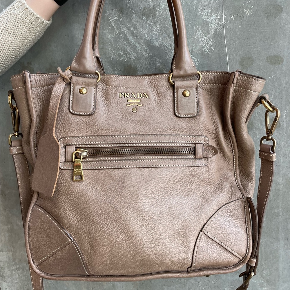 Prada Rare Grey Brown Deer Cervo Leather Purse